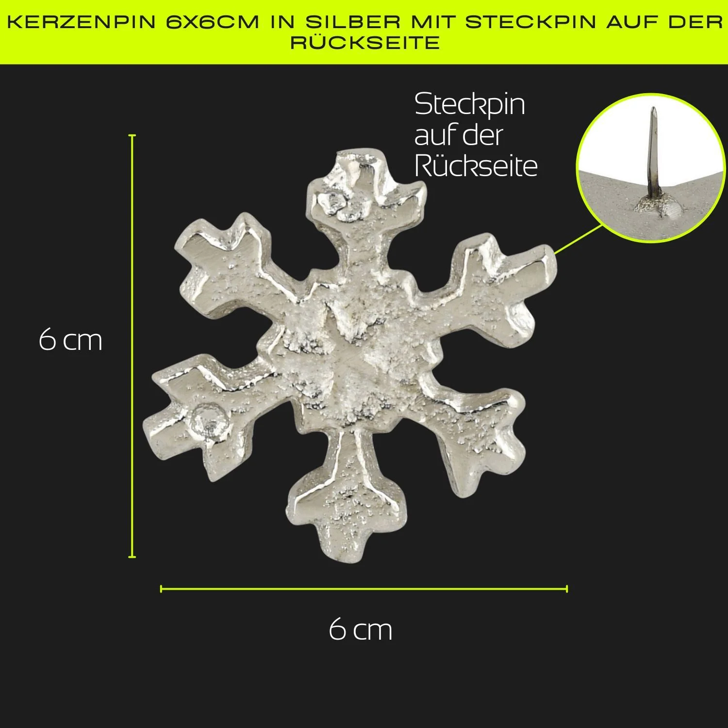 Kerzenpin Caloge E – 6 cm, Silber, Boho Vintage